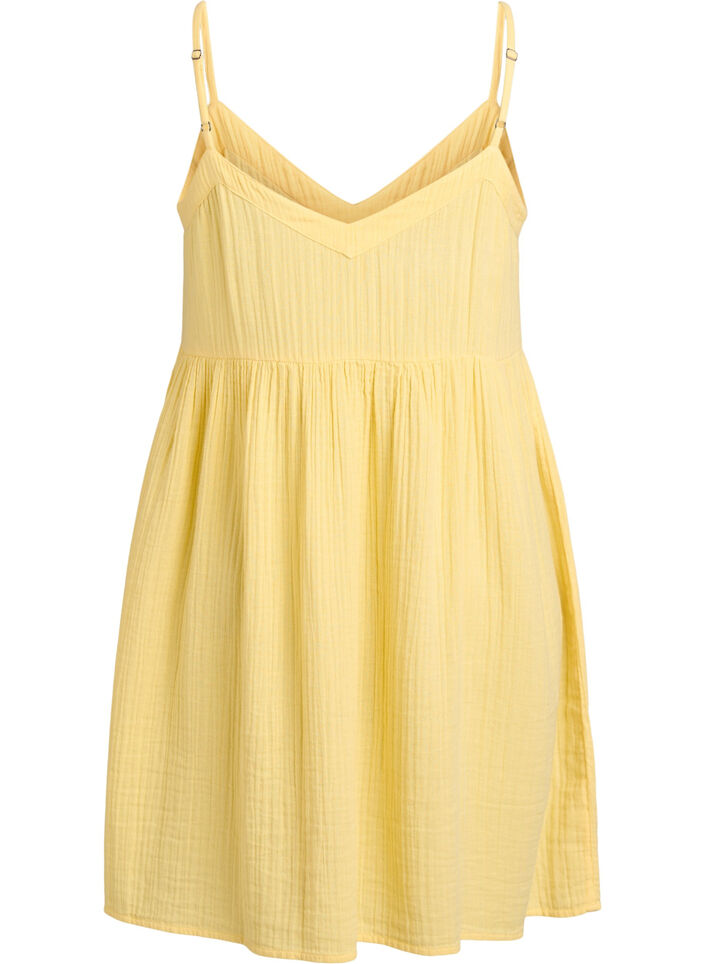 Robe de plage en coton avec des bretelles fines, Jaune clair, Packshot image number 1