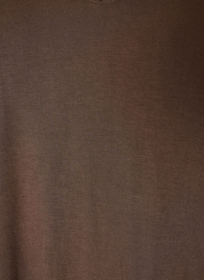 Basic T-shirt col V en viscose, Marron, Packshot image number 2