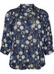 Chemise &agrave; motifs avec col montant et manches 3/4, Bleu, Packshot image number 0