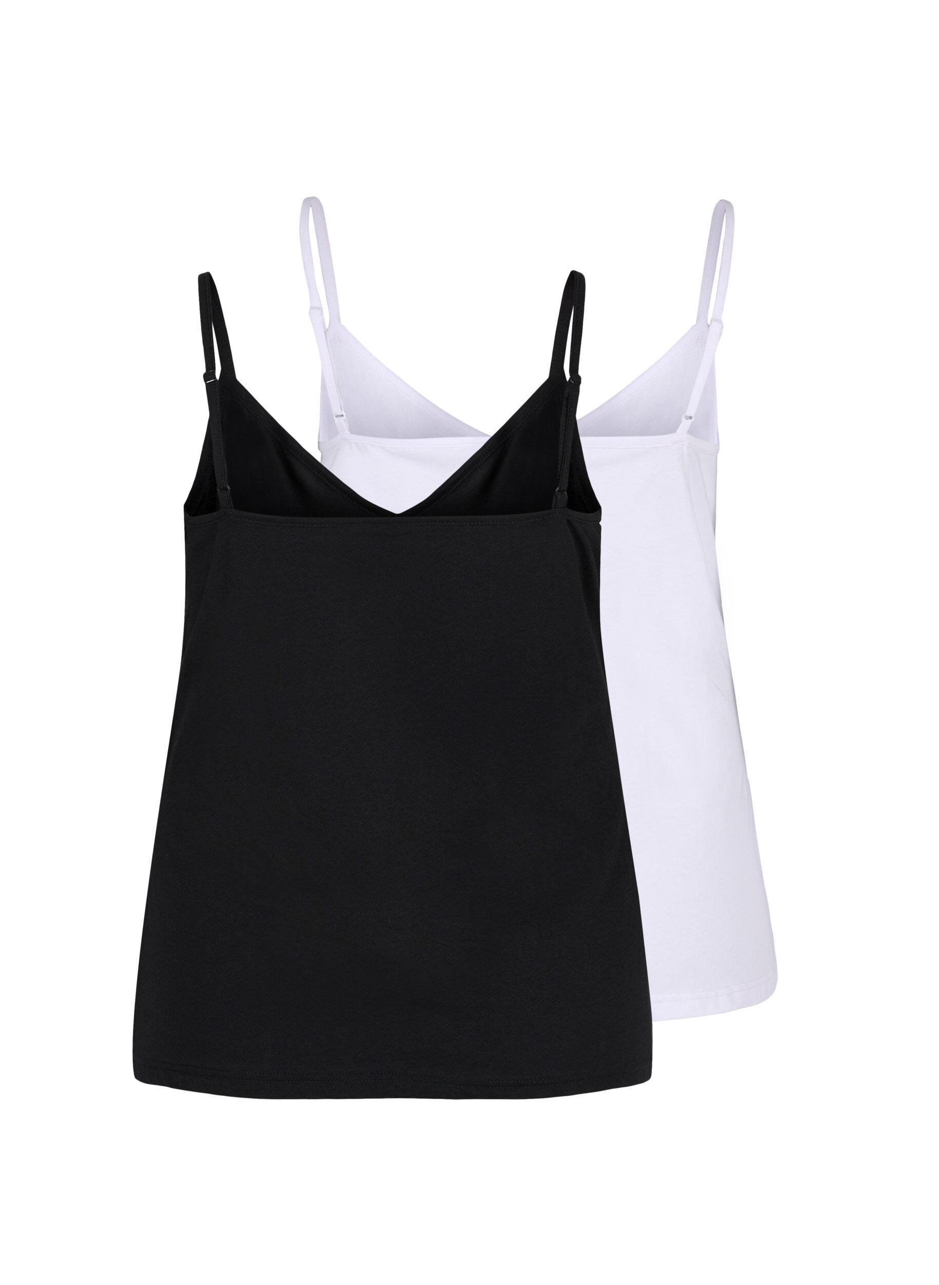Zizzi Lot de 2 hauts basiques en coton, Black/Bright White, Packshot image number 1