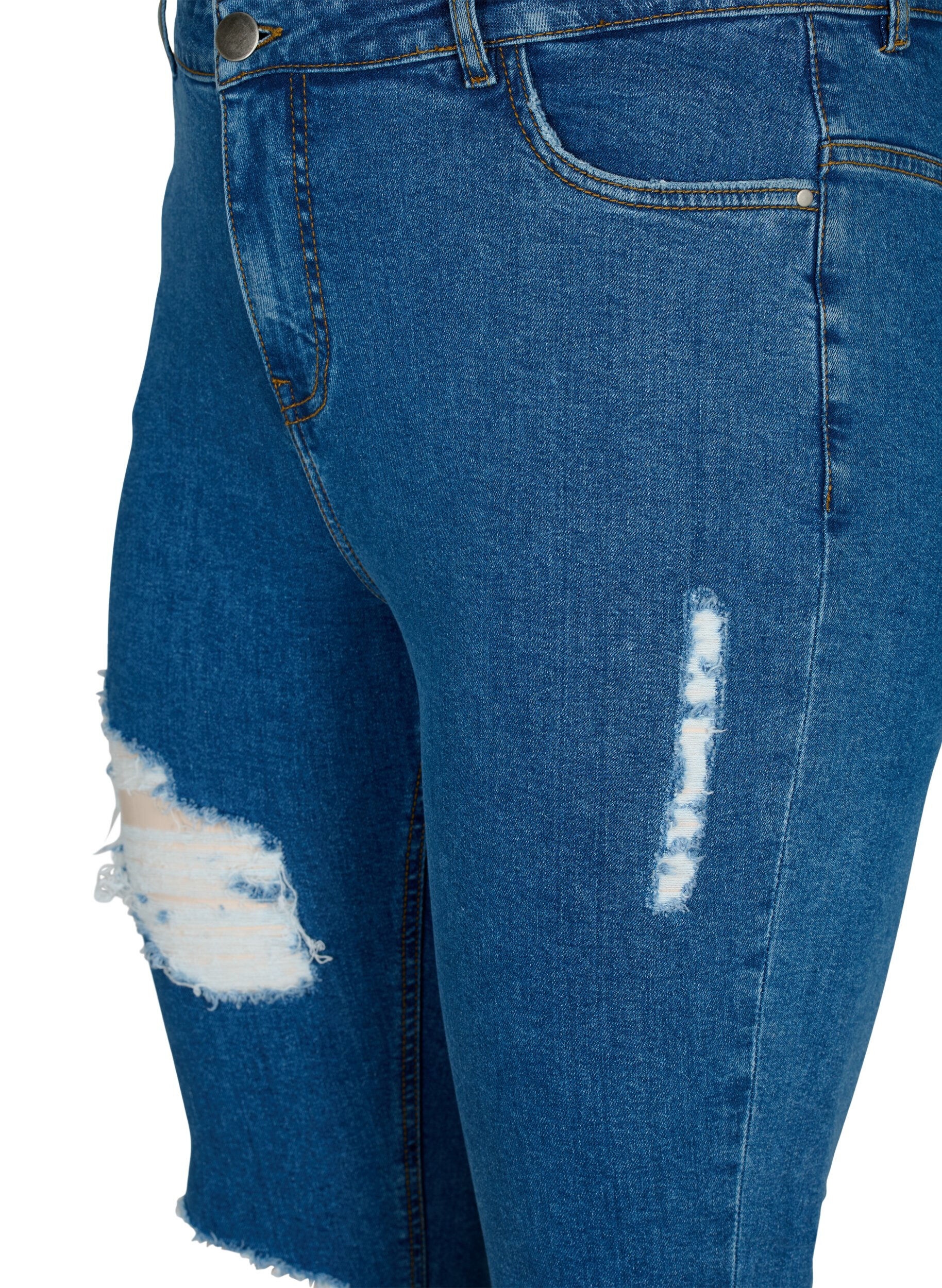 Zizzi Jeans moulants avec d&eacute;tails d'usure, Blue denim, Packshot image number 2