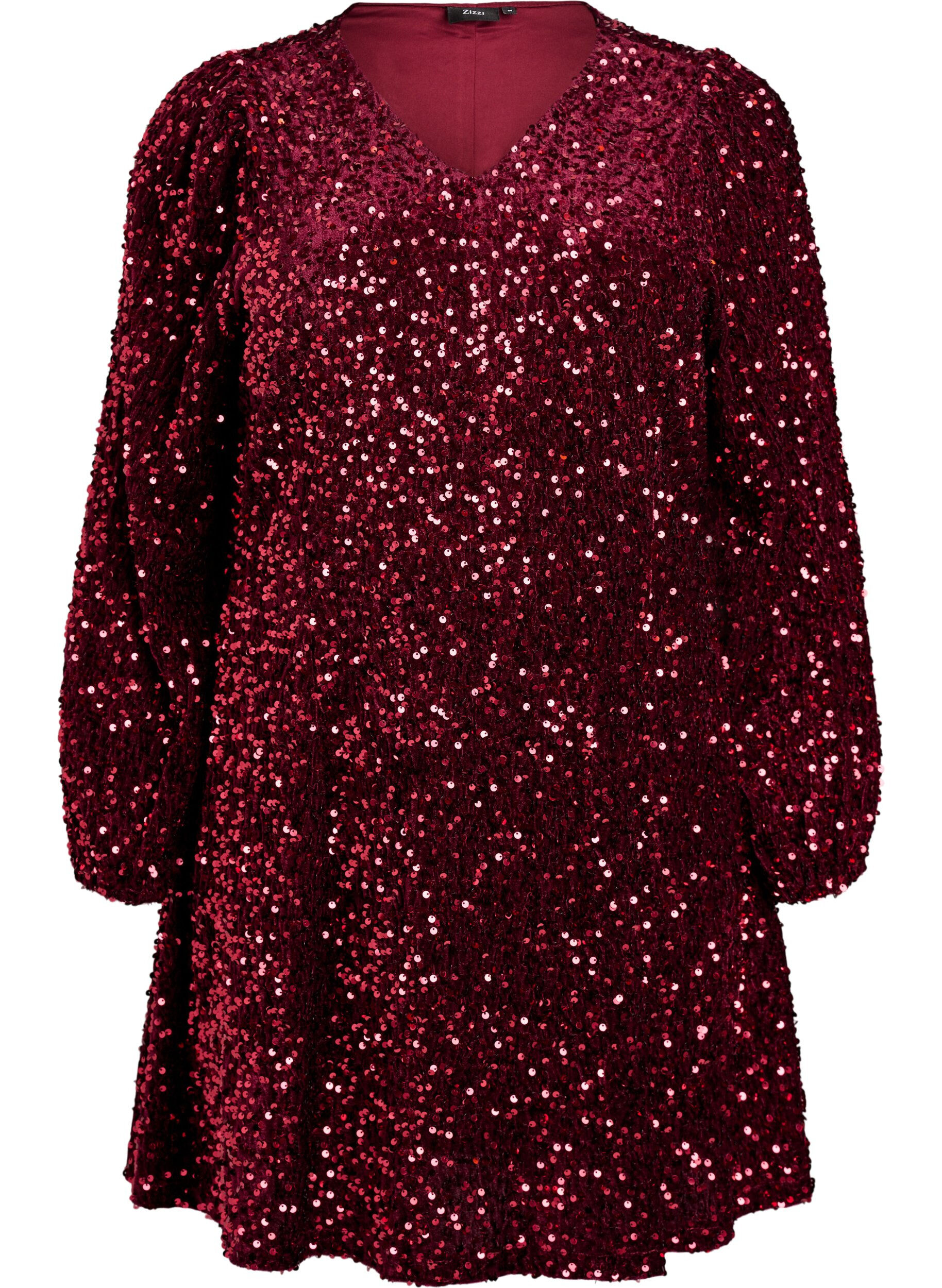 ZizziRobe courte &eacute;vas&eacute;e &agrave; sequins, Rouge, Packshot image number 0