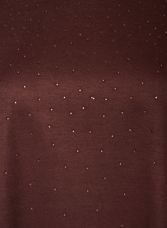 T-shirt avec strass et col rond, Marron, Packshot image number 2