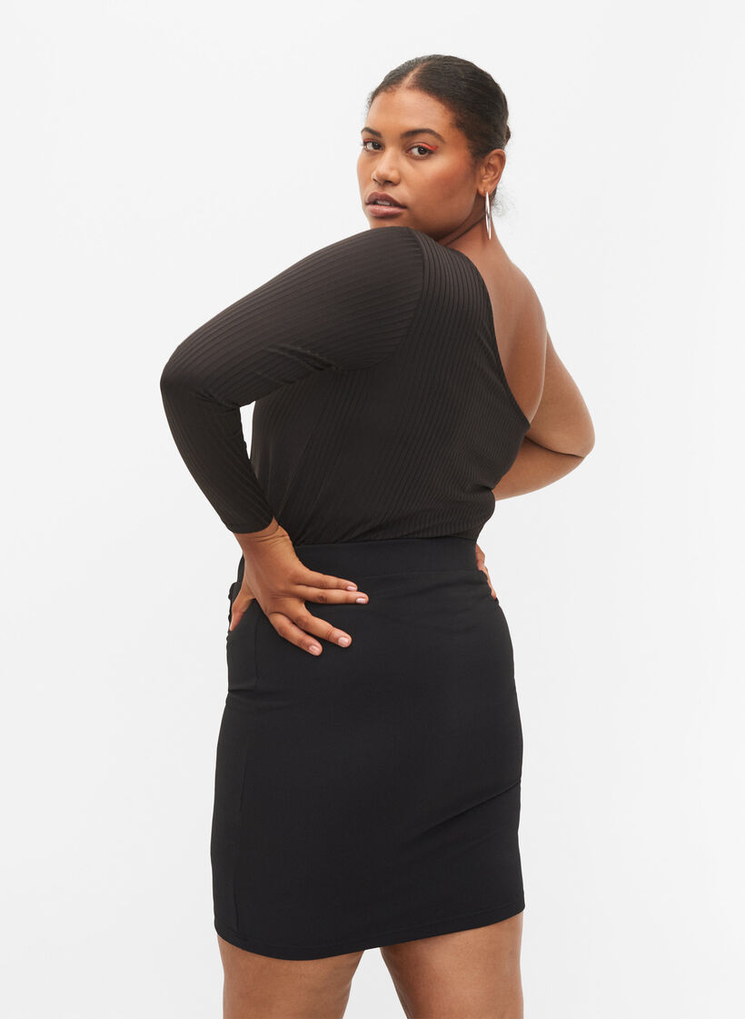 Blouse à une épaule, Black, Model image number 1