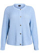 Cardigan en maille torsad&eacute;e avec boutons dor&eacute;s, Bleu, Packshot image number 0