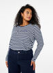 Chemisier à rayures et motif, White w.Navy Stripe, Model image number 0