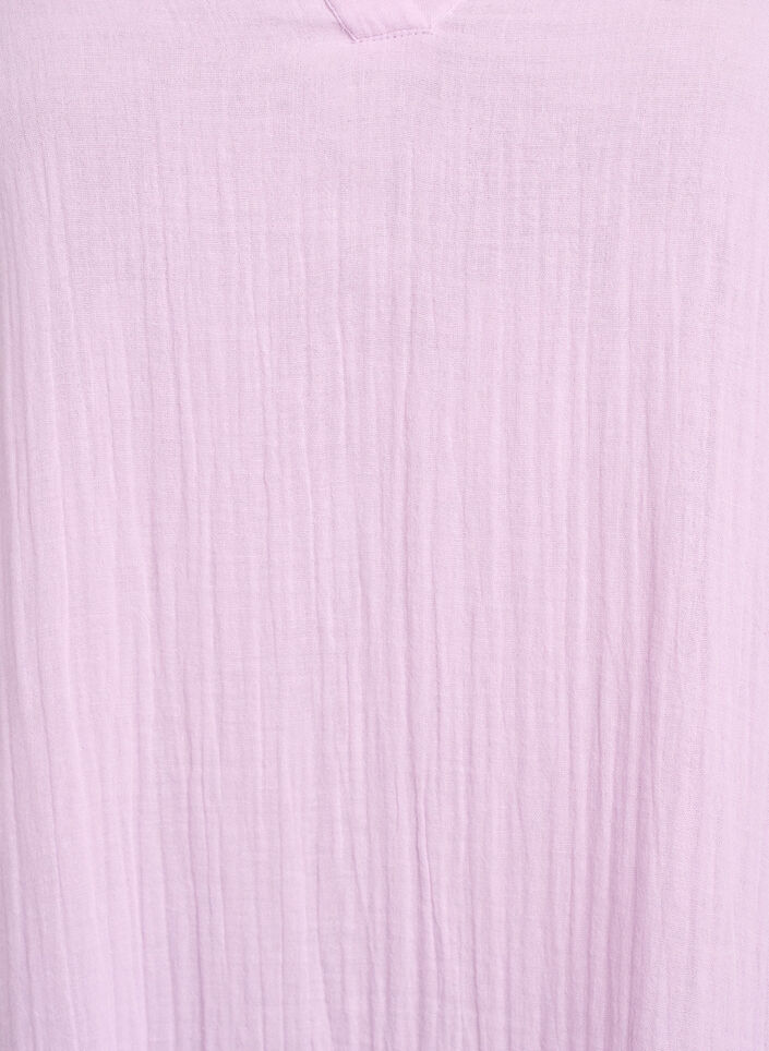 Robe courte &eacute;vas&eacute;e en mousseline de coton, Mauve, Packshot image number 2