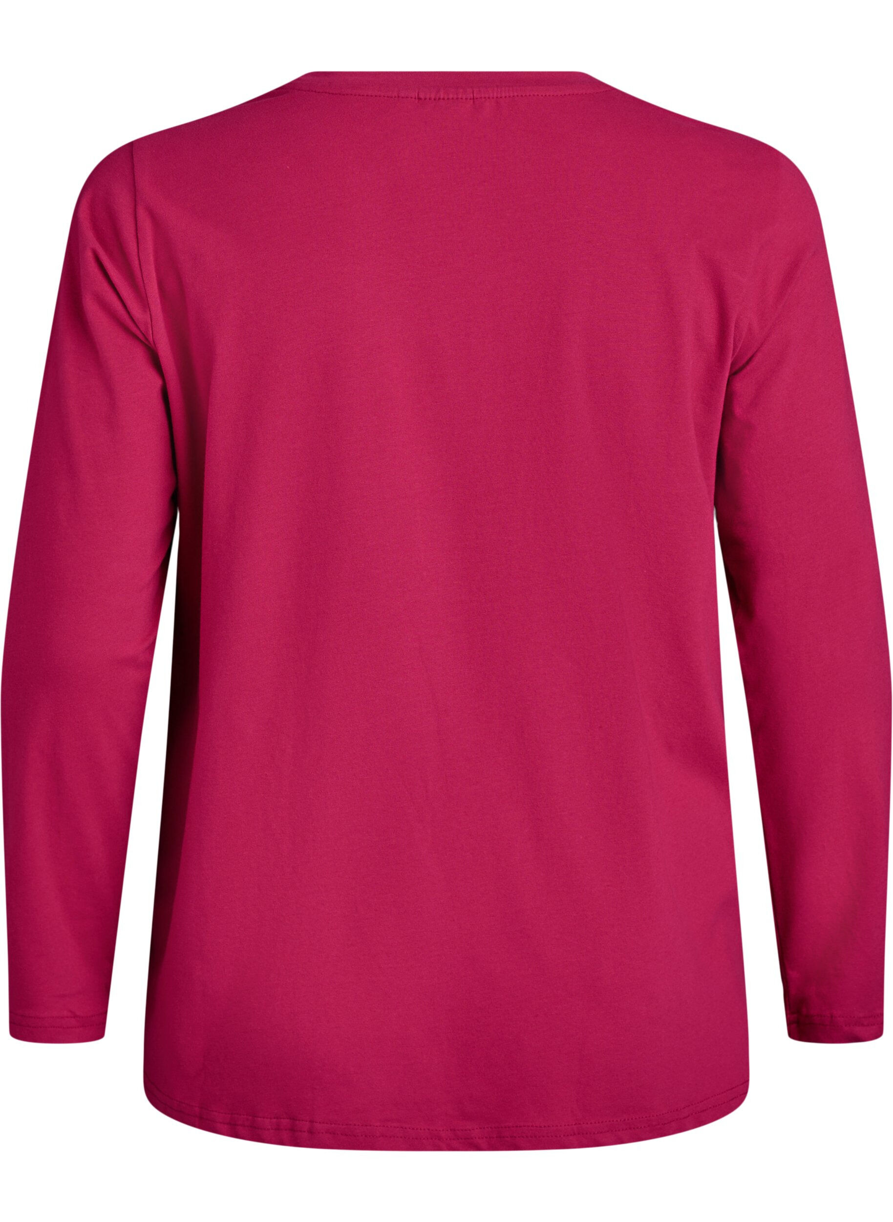 Zizzi Top basic en jersey avec manches longues, Rose, Packshot image number 1