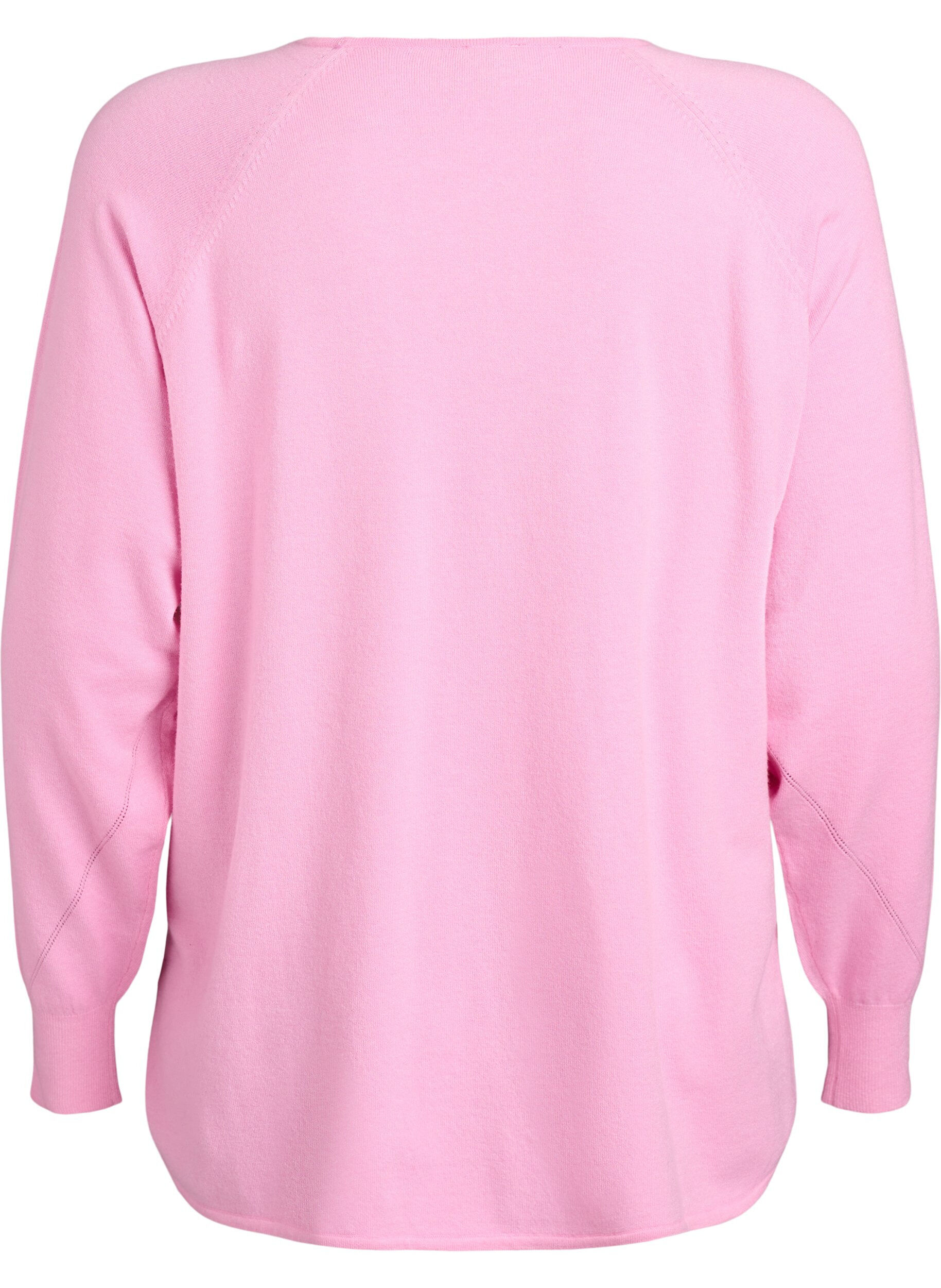 ZizziBlouse en maille &agrave; col rond et motif tricot&eacute;, Rose, Packshot image number 1