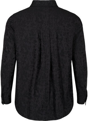 Veste chemise en viscose avec motif ton sur ton, Black, Packshot image number 1