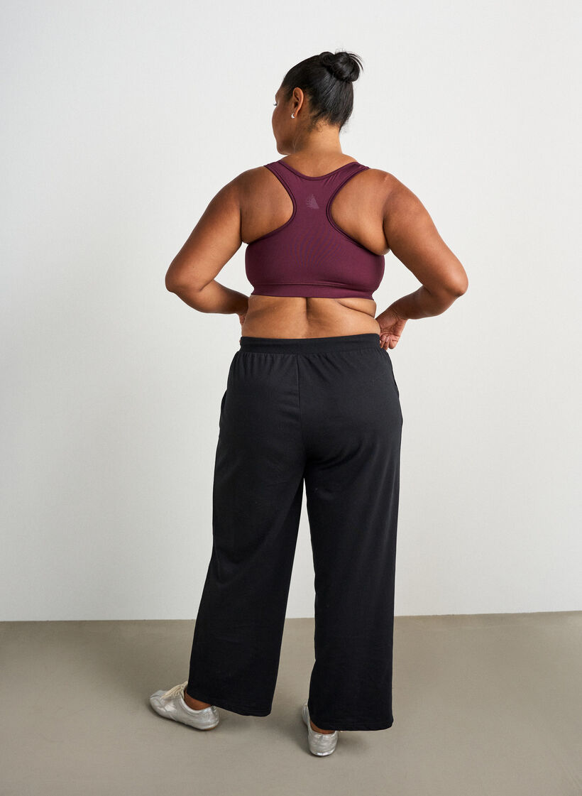 Pantalon d'entra&icirc;nement coupe ample avec taille haute, Noir, Model image number 1