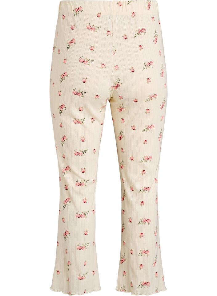 Bas de pyjama en coton bio &agrave; motif textur&eacute;, Vanille, Packshot