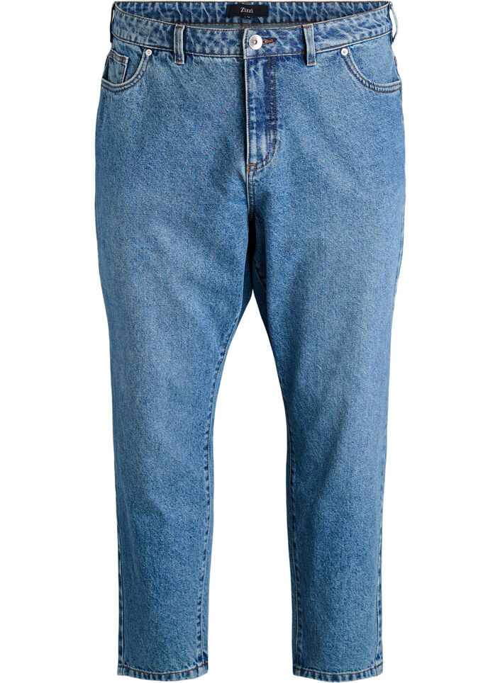 Jean Mille coupe Mom taille haute, Bleu, Packshot image number 0