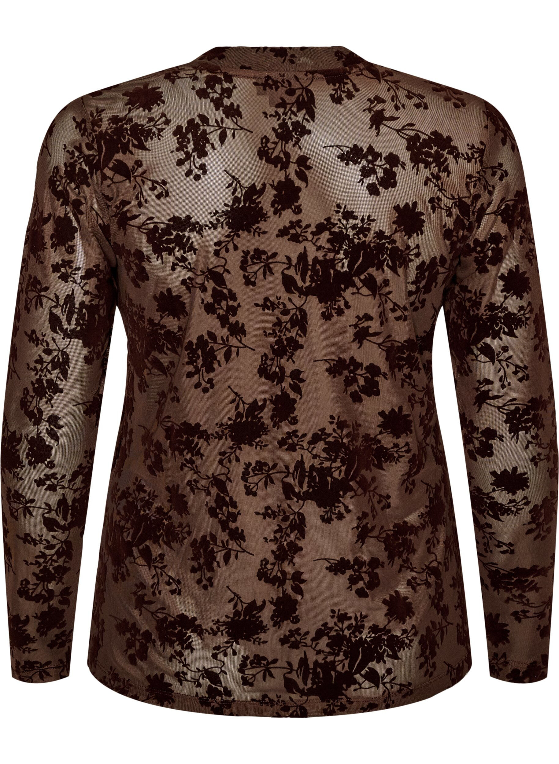 ZizziBlouse en maille avec motif floral, Marron, Packshot image number 1