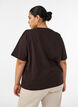 T-shirt coupe boxy en coton, Marron, Model image number 2