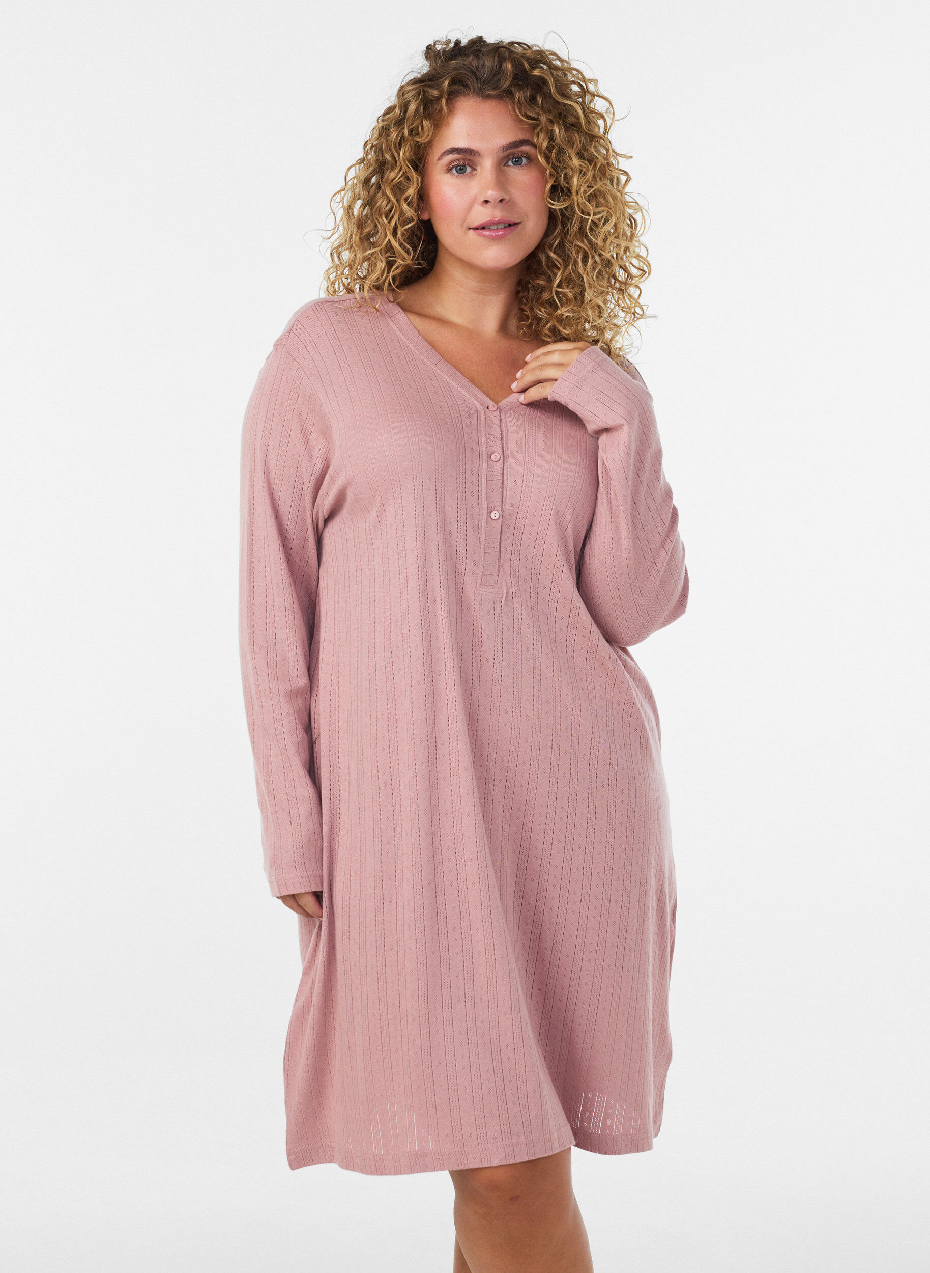 ZizziNuisette en coton biologique avec broderie ajour&eacute;e, Rose, Model image number 0