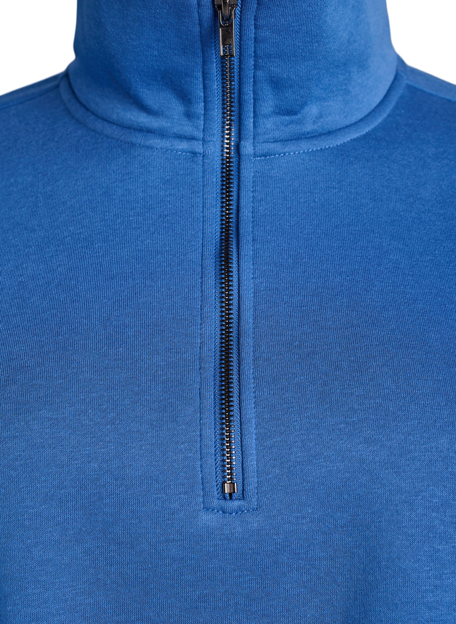 Zizzi Sweatshirt &agrave; col montant et fermeture zipp&eacute;e, Bleu, Packshot image number 2