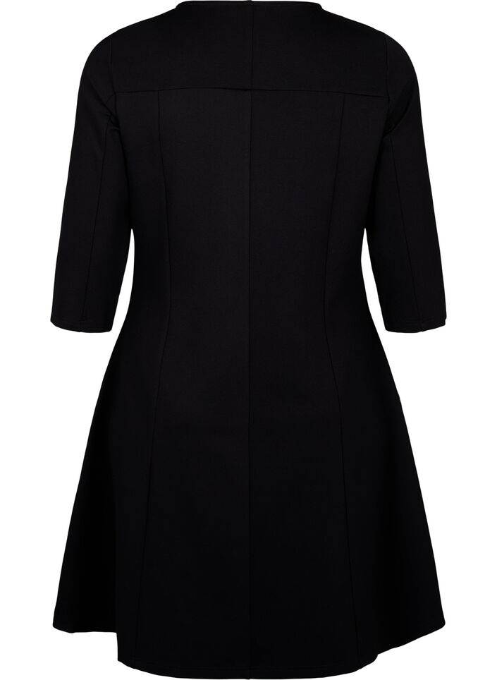 Robe &eacute;vas&eacute;e manches 3/4, Noir, Packshot image number 1