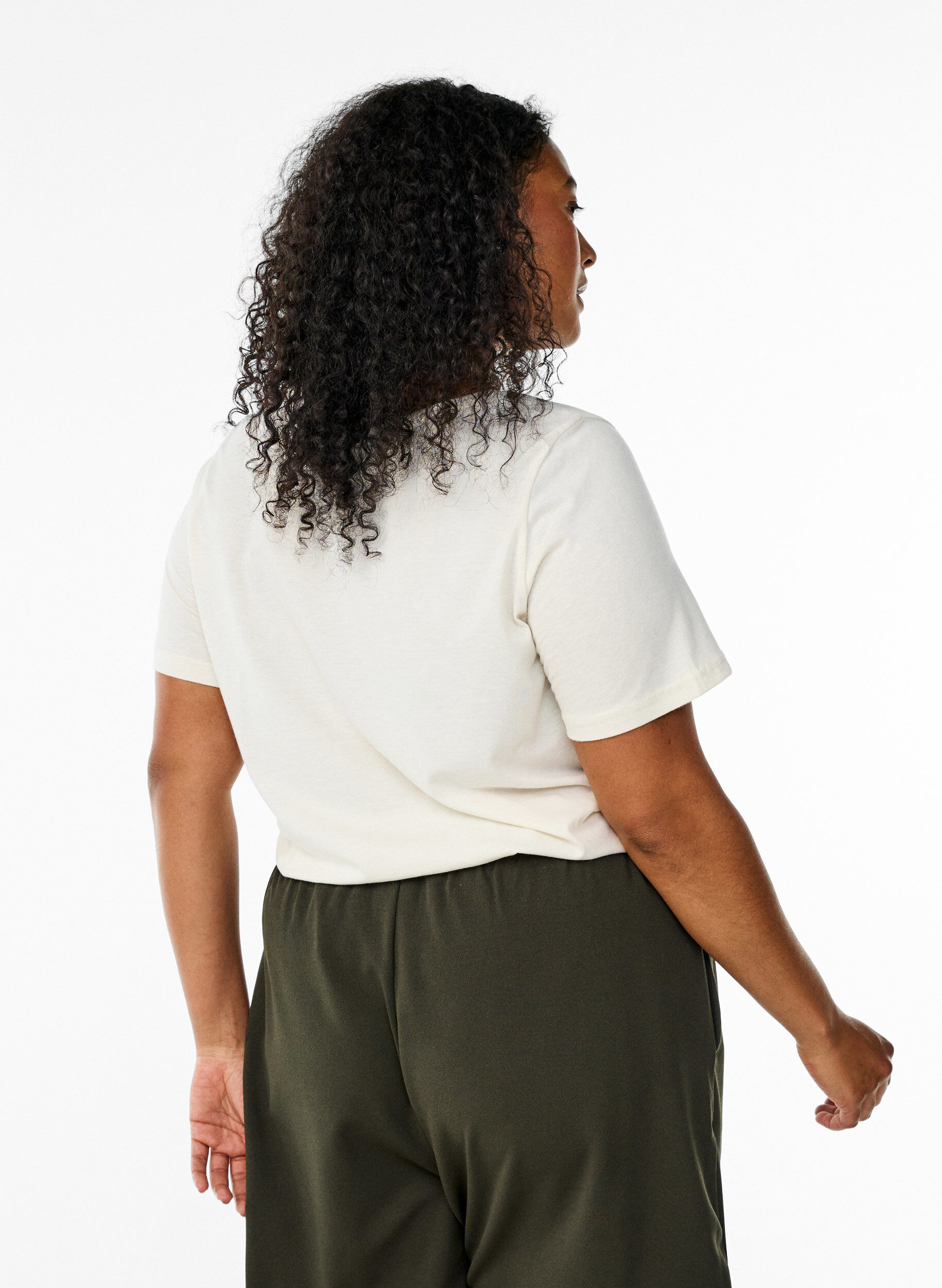 Zizzi FLASH - T-shirt avec motif, Vanille, Model image number 2