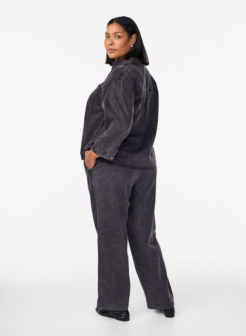 Jean large avec taille &eacute;lastiqu&eacute;e, Gris, Model image number 1
