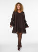 Robe courte avec manches transparentes &agrave; volants, Marron, Model image number 1