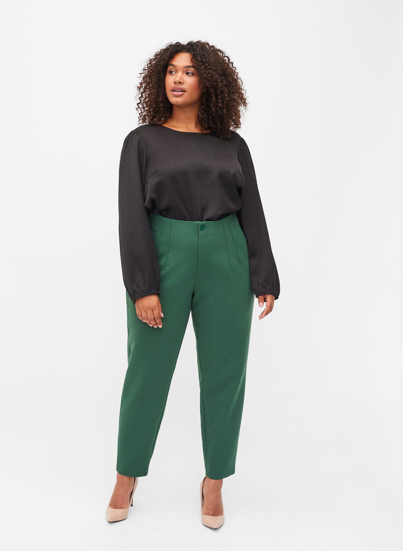 Blouse à manches longues et col rond, Black, Model image number 3