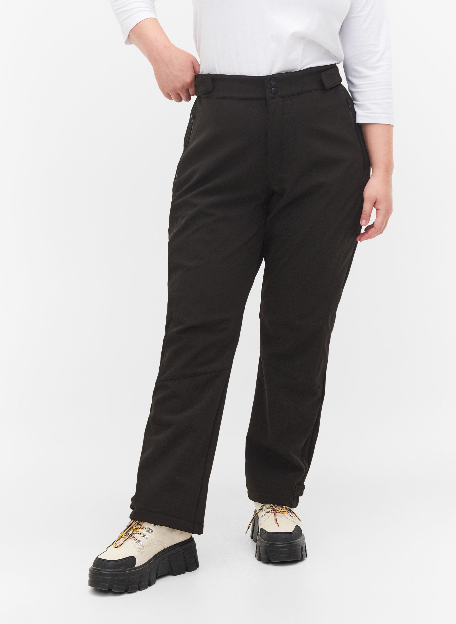 ZizziPantalon Softshell avec velcro ajustable, Noir, Model image number 3