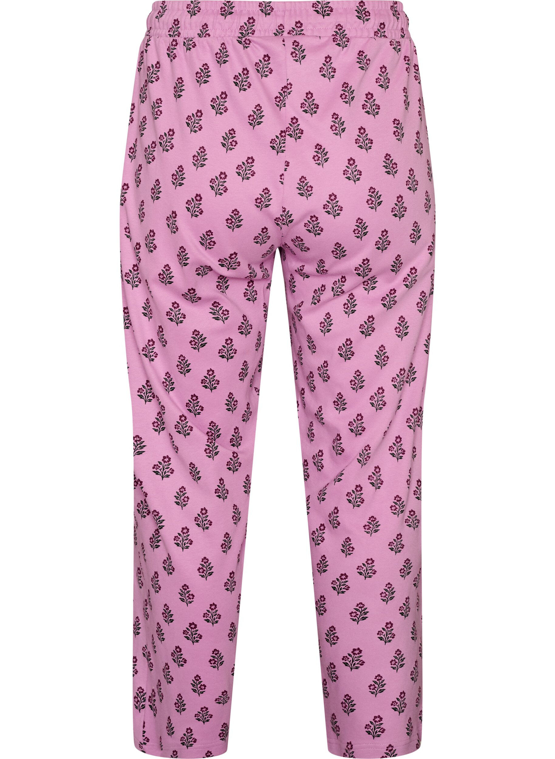 ZizziPantalon de pyjama taille haute en coton, Rose, Packshot image number 1