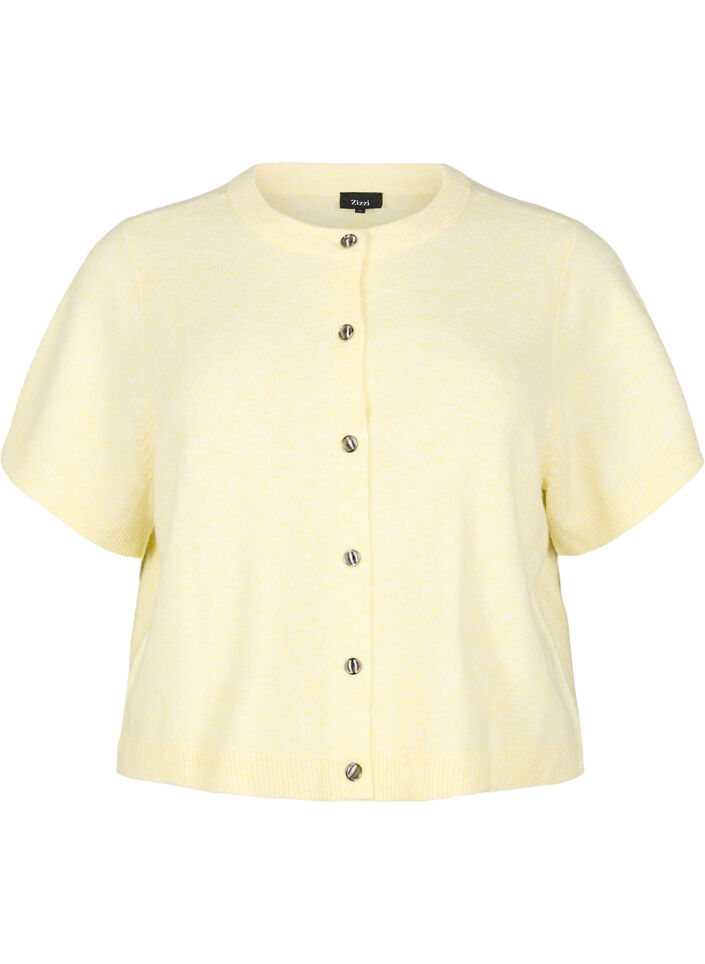  Cardigan en tricots &agrave; manches courtes, Jaune clair, Packshot image number 0