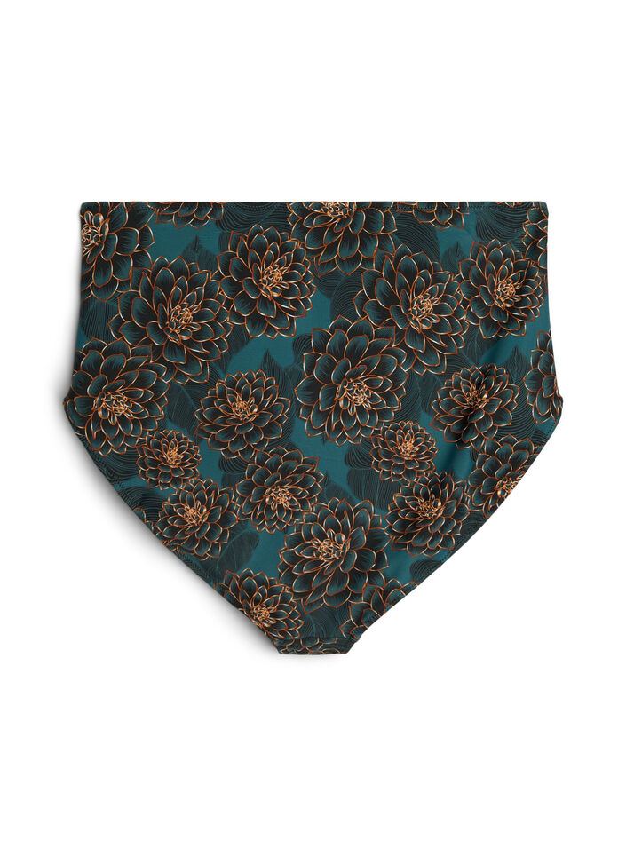 Culotte de bikini imprim&eacute;e et taille haute, Bleu p&eacute;trole, Packshot image number 1