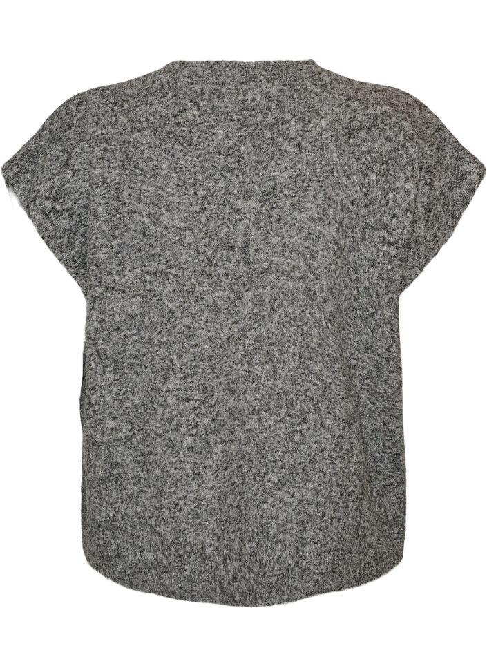 Gilet en maille &agrave; col V avec boutons d&eacute;coratifs, Gris, Packshot image number 1