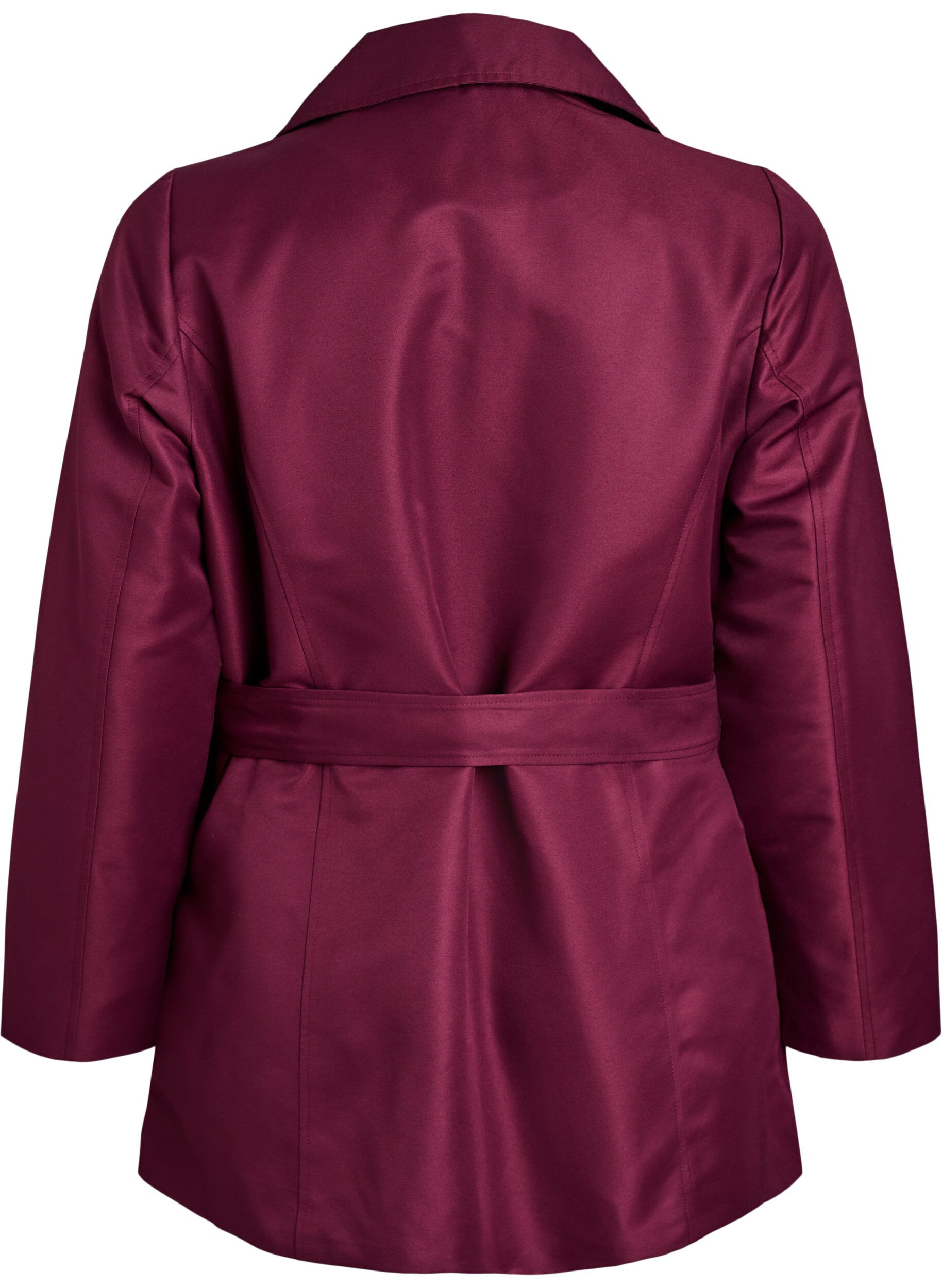 Zizzi Trench court avec ceinture, Bordeaux fonc&eacute;, Packshot image number 1
