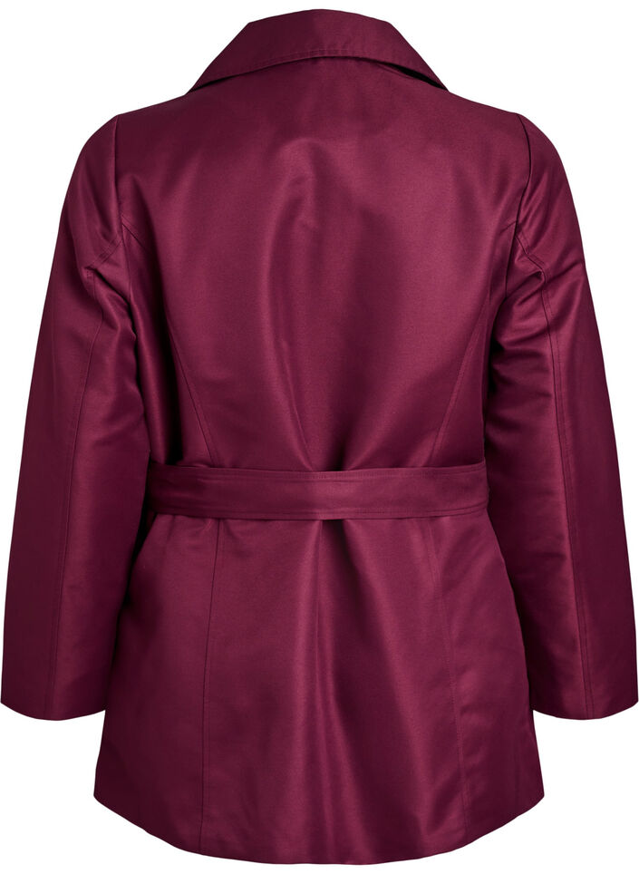 Trench court avec ceinture, Bordeaux foncé, Packshot image number 1