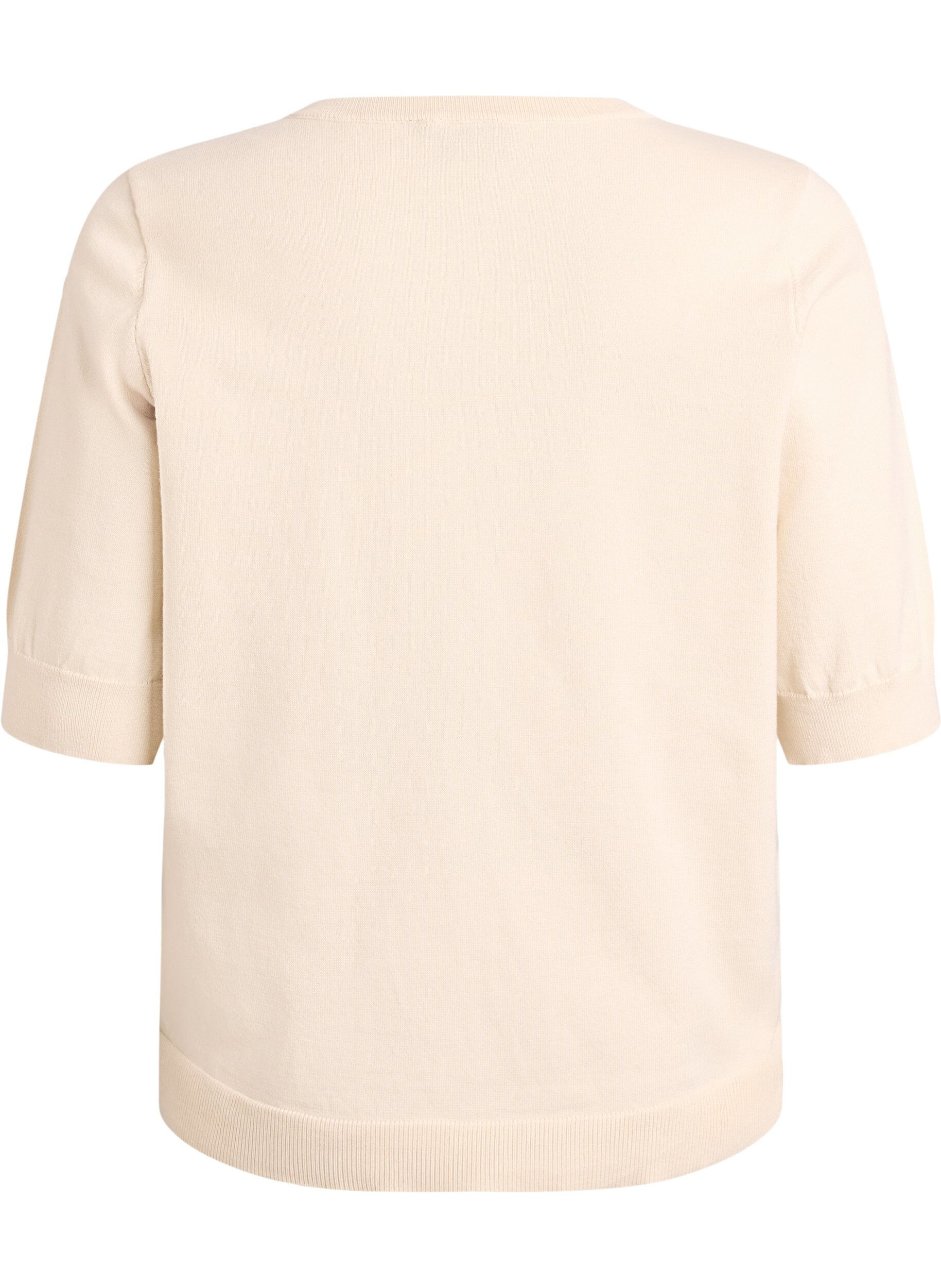 Zizzi FLASH - Blouse en fine maille &agrave; manches courtes, Beige, Packshot image number 1