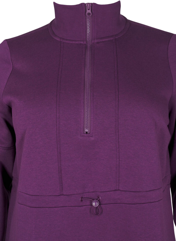 Sweat-shirt court avec un col haut et une taille ajustable, Deep Purple, Packshot image number 2