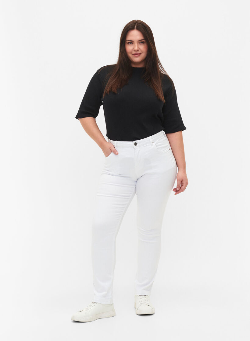 Jeans Emily Slim fit &agrave; taille r&eacute;guli&egrave;re, Blanc, Model image number 0