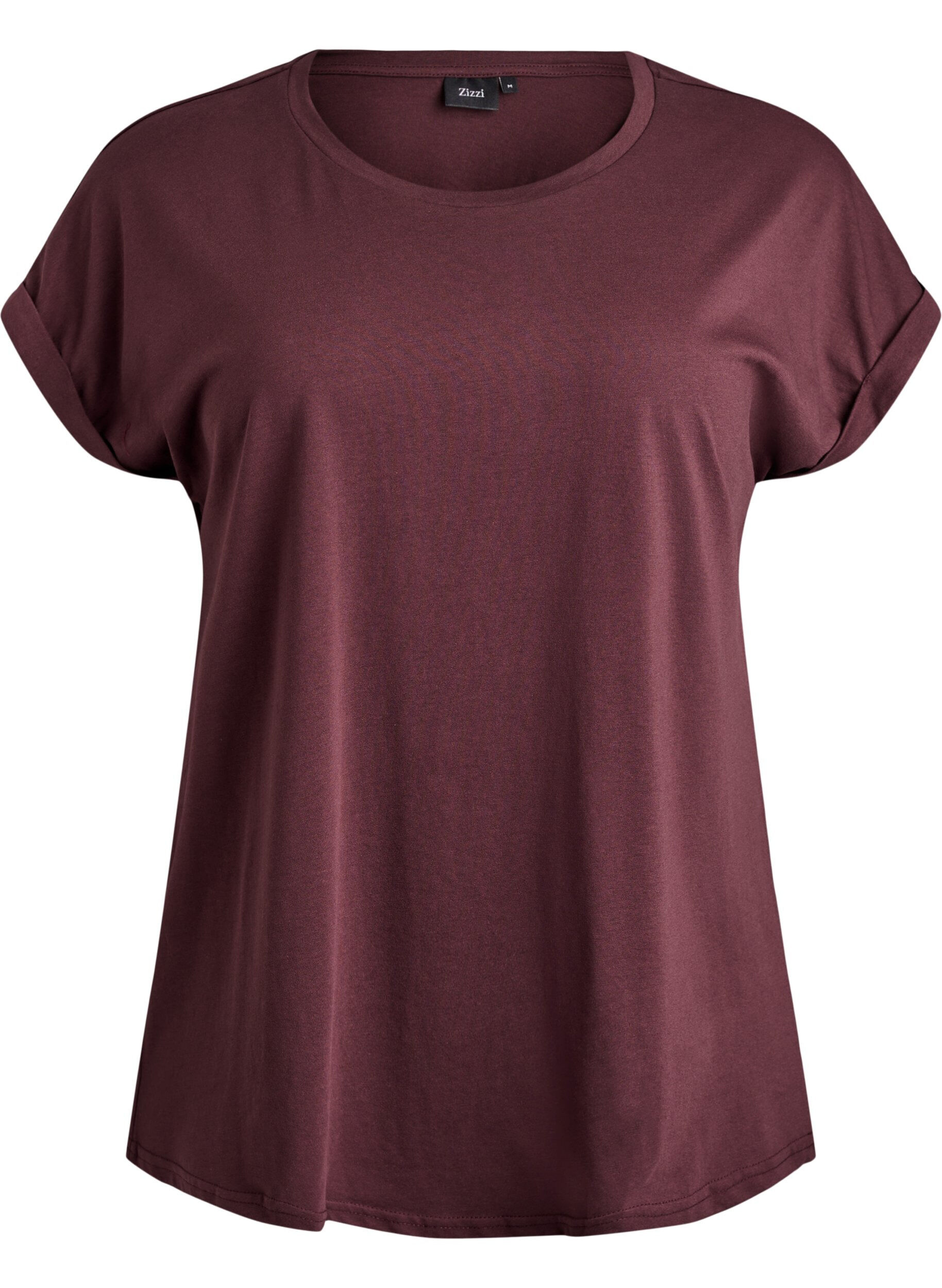 ZizziT-shirt &agrave; manches courtes en m&eacute;lange de coton, Bordeaux fonc&eacute;, Packshot image number 0