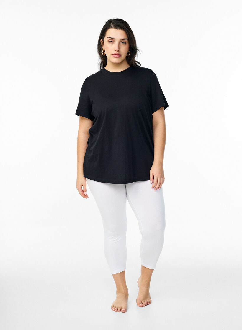 Leggings basiques longueur 3/4 en viscose, Blanc, Model image number 1