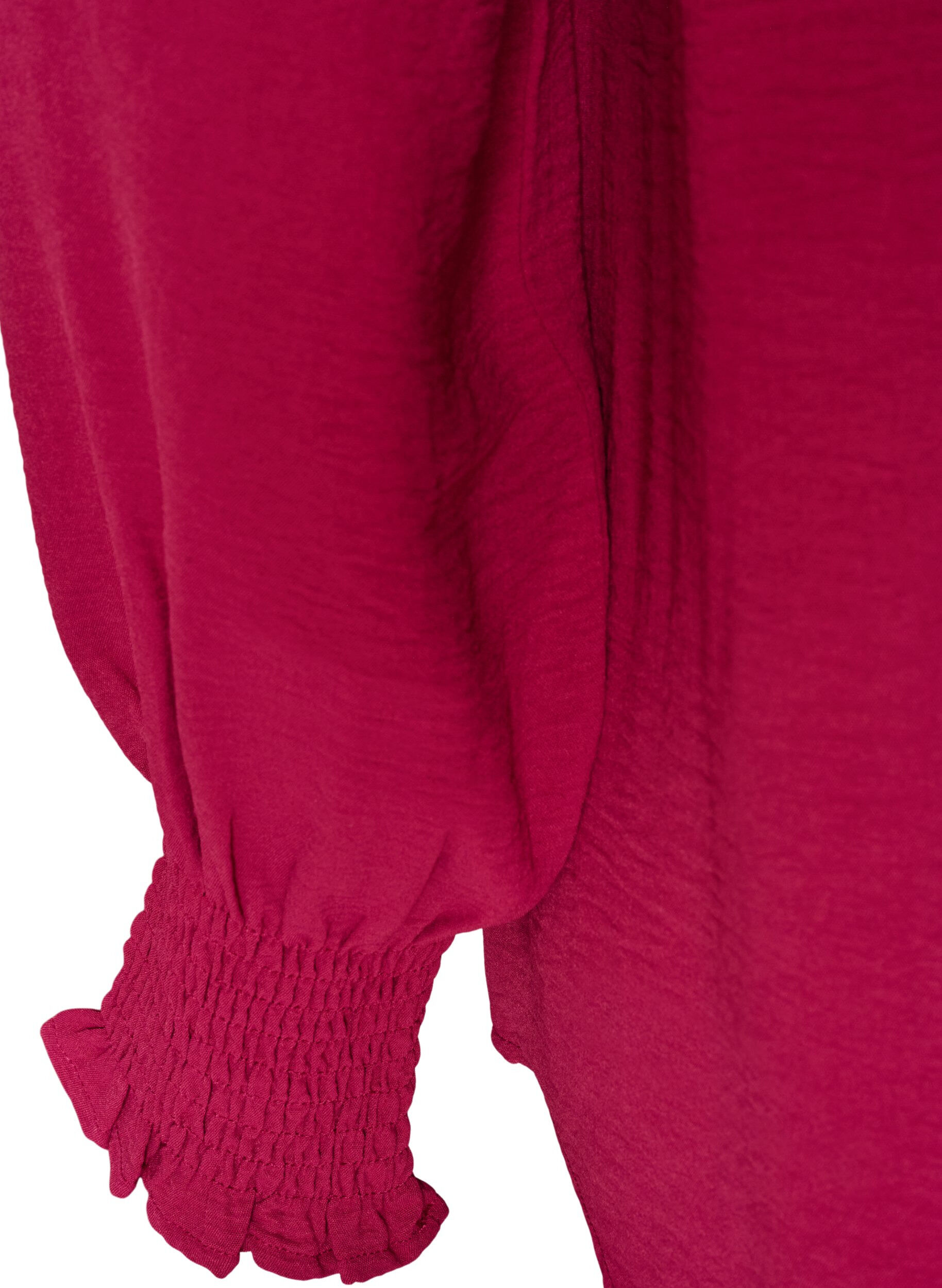 ZizziBlouse avec poignets smock&eacute;s et col en V, Bordeaux, Packshot image number 3