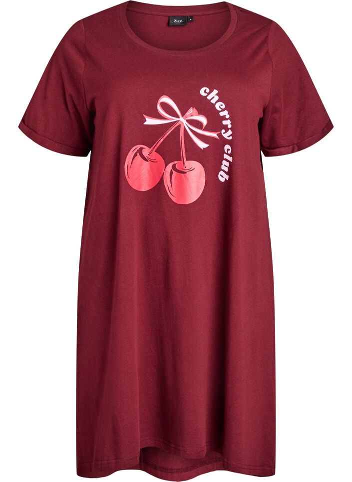 Chemise de nuit &agrave; manches courtes en coton biologique, Bordeaux, Packshot image number 0