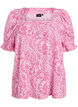 Chemisier en viscose avec imprim&eacute; paisley et encolure carr&eacute;e, Rose, Packshot image number 0