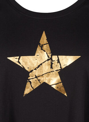 Haut en coton à manches courtes en forme de trapèze , Black STAR, Packshot image number 2