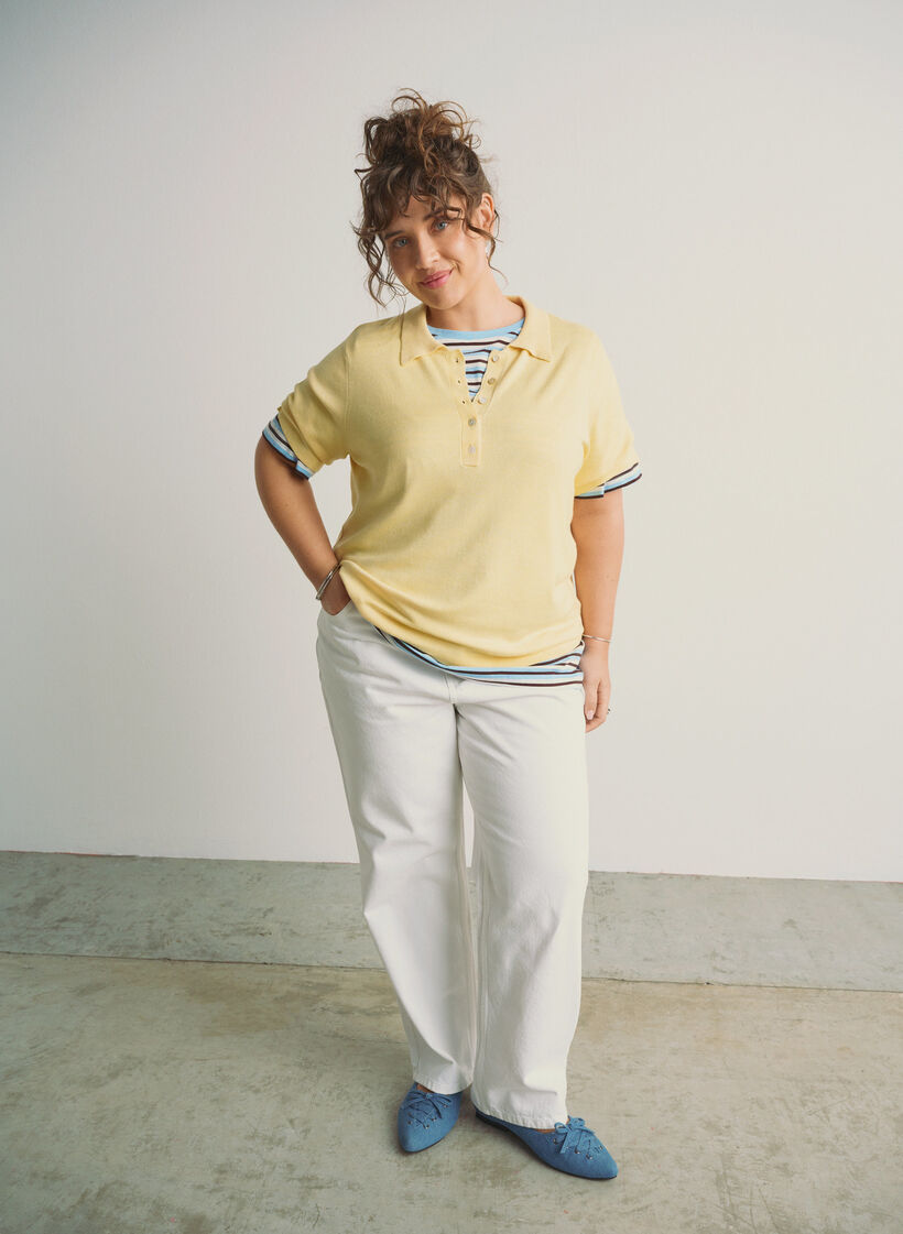 Jean &agrave; coupe droite et &agrave; ceinture &agrave; nouer, Blanc, Image image number 0