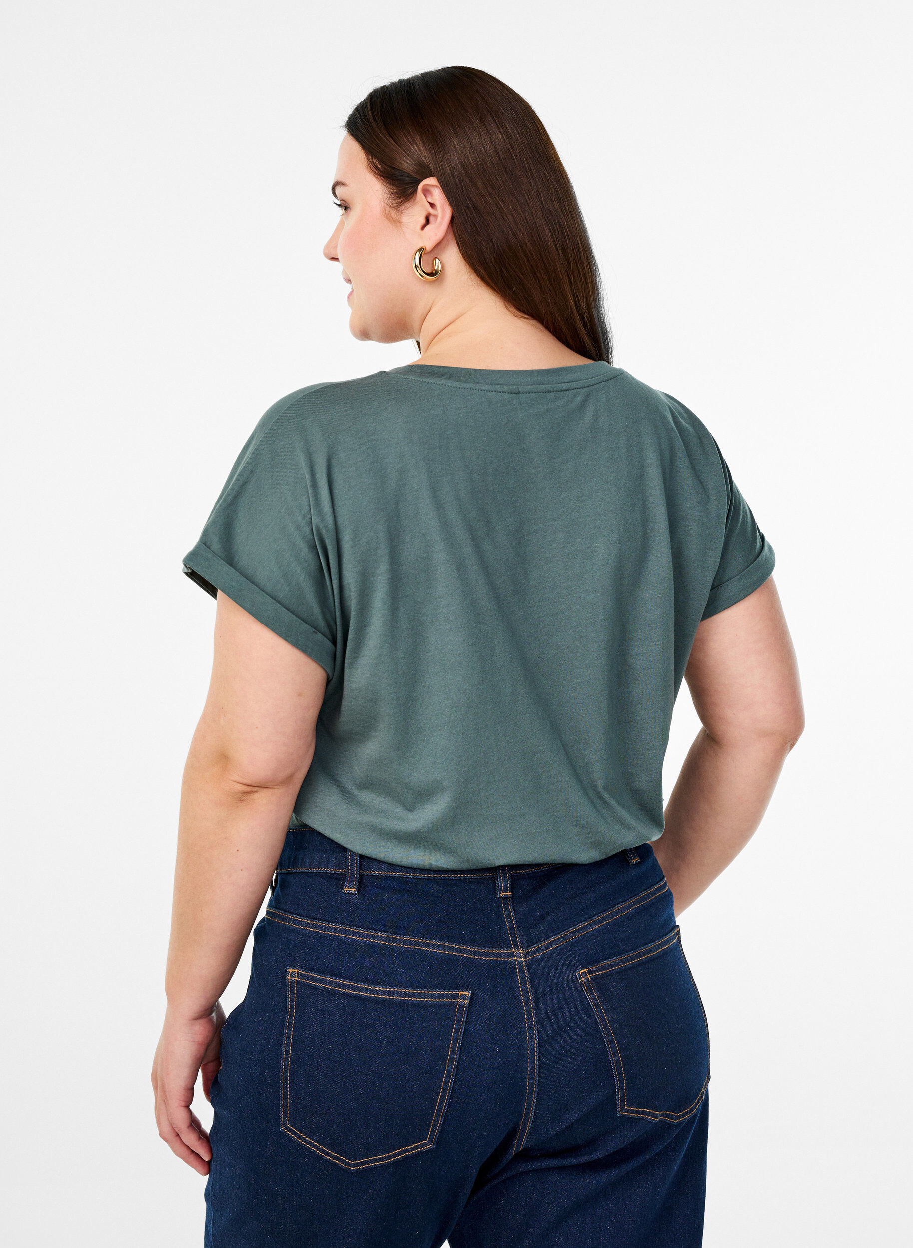 ZizziT-shirt &agrave; manches courtes en m&eacute;lange de coton, Vert, Model image number 2