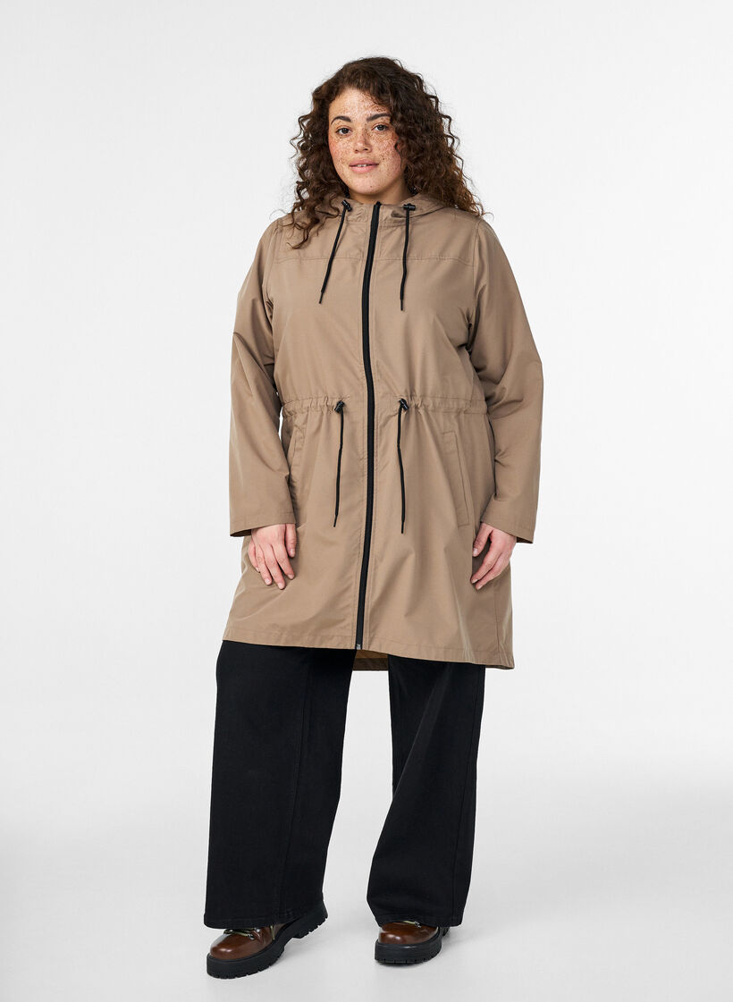 Parka l&eacute;g&egrave;re avec capuche, Marron, Model image number 1