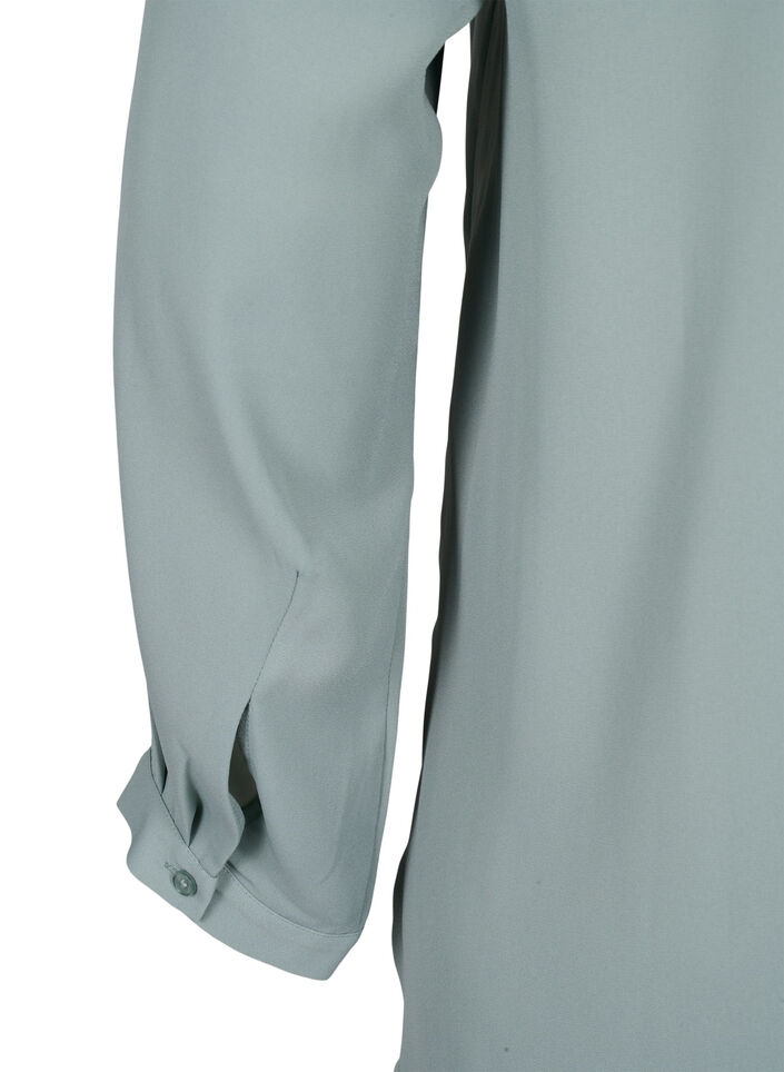 Chemise de couleur unie avec col en V, Chinois Green, Packshot image number 4