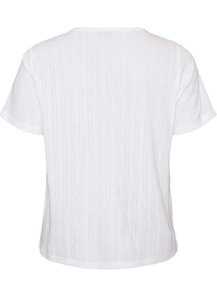 Haut de nuit en coton biologique avec broderie ajour&eacute;e, Blanc, Packshot image number 1