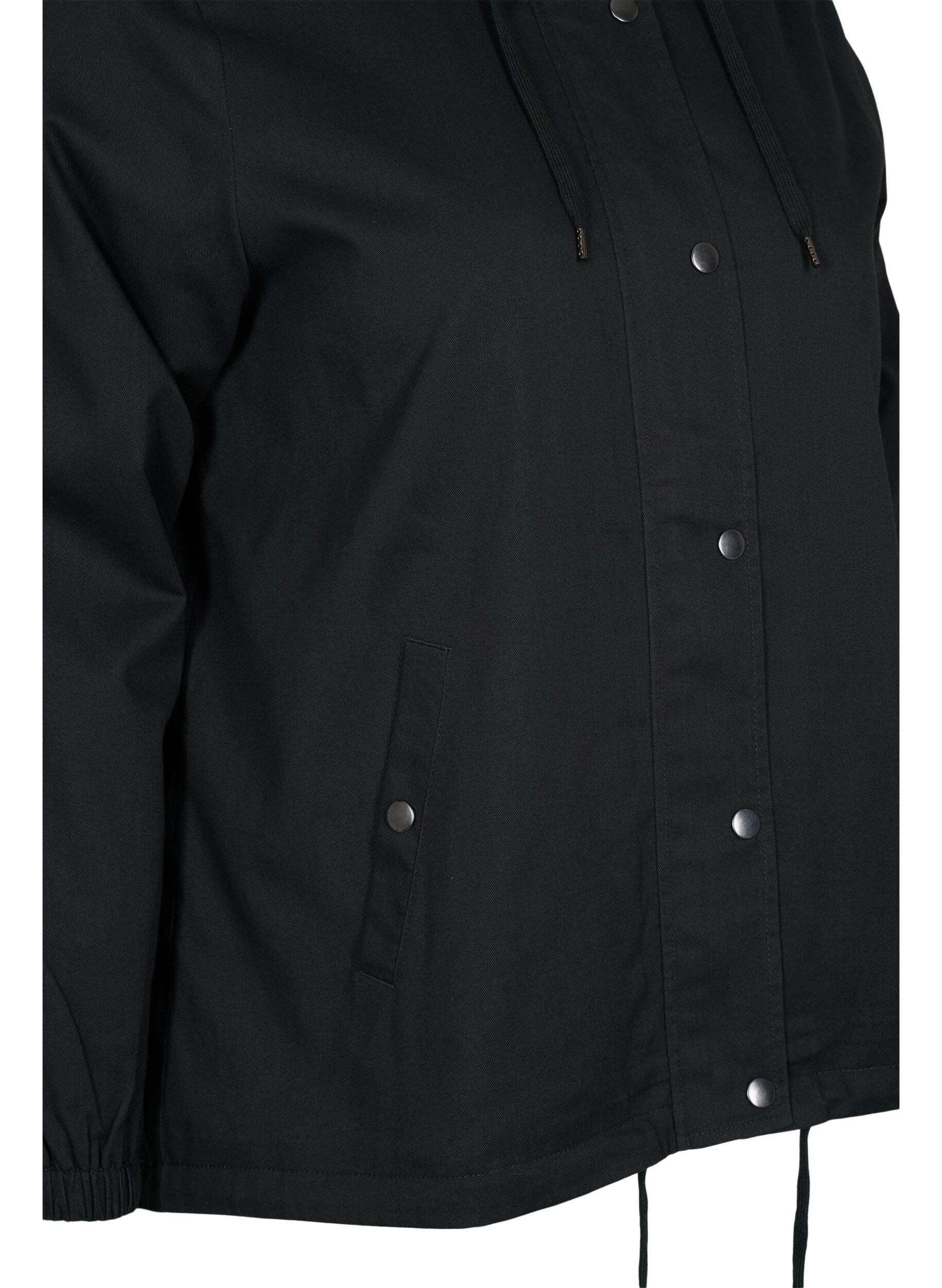 Zizzi Veste Parka courte &agrave; capuche et bas ajustable, Black, Packshot image number 3