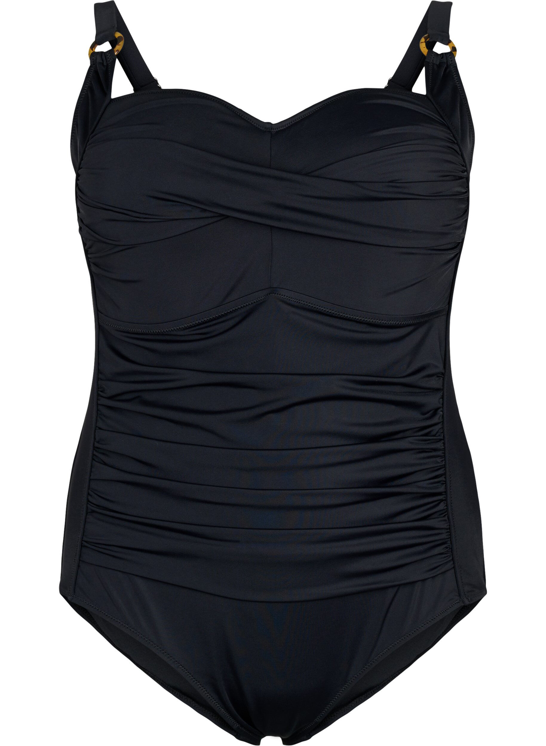 ZizziMaillot de bain matelass&eacute; avec draperies, Noir, Packshot image number 0