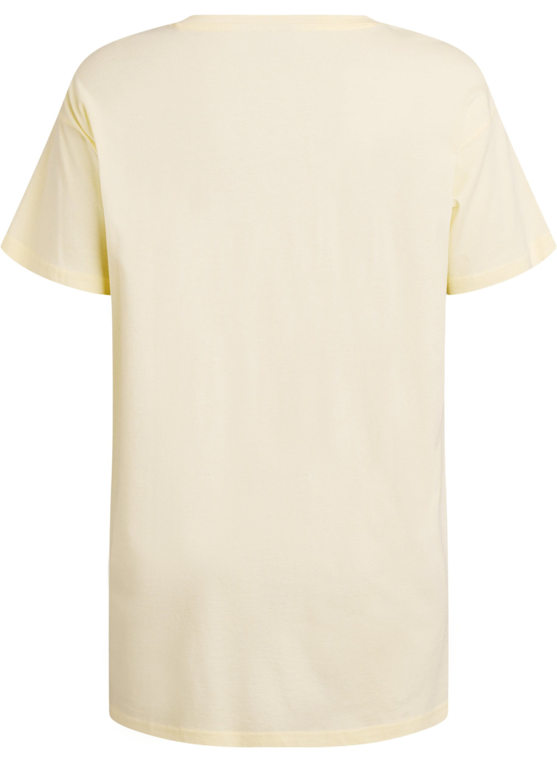 Zizzi T-shirt de nuit long en coton bio avec imprim&eacute;, Jaune clair, Packshot image number 1